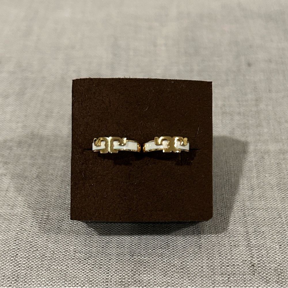 Tory Burch Icon Enamel Huggie Earrings
